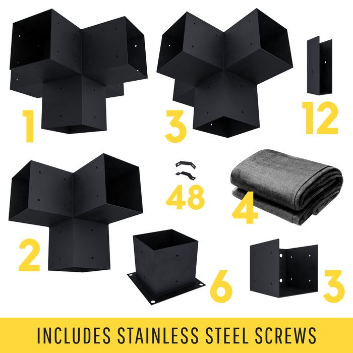 499.6 - Black Metal Brackets & Hardware Kit (Plus 4 Shade Canopies)