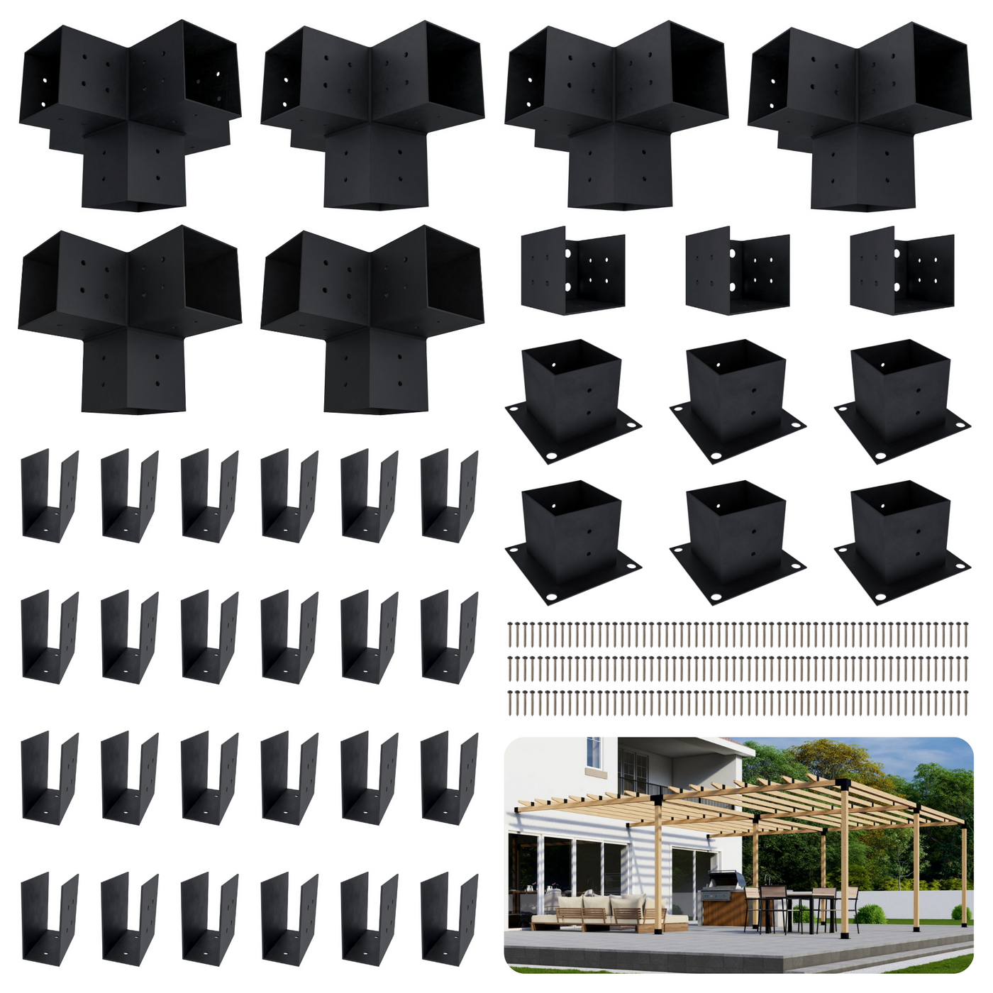 14x14 Pergola Off House with Roof - 20% Off