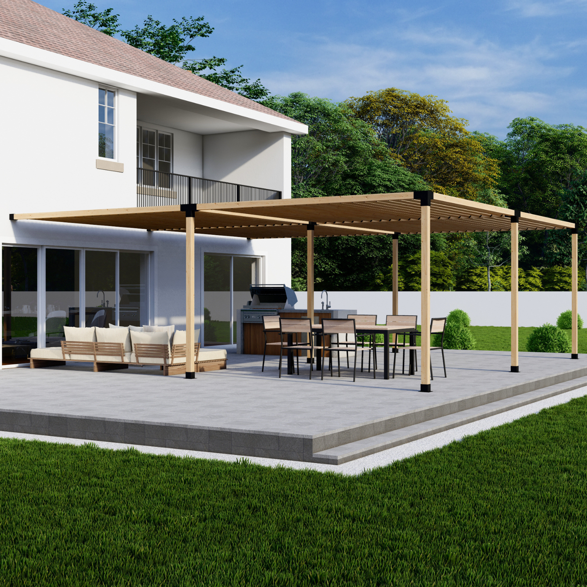 Kit for Wall-Mounted Wooden Pergola With Roof - 20% Off