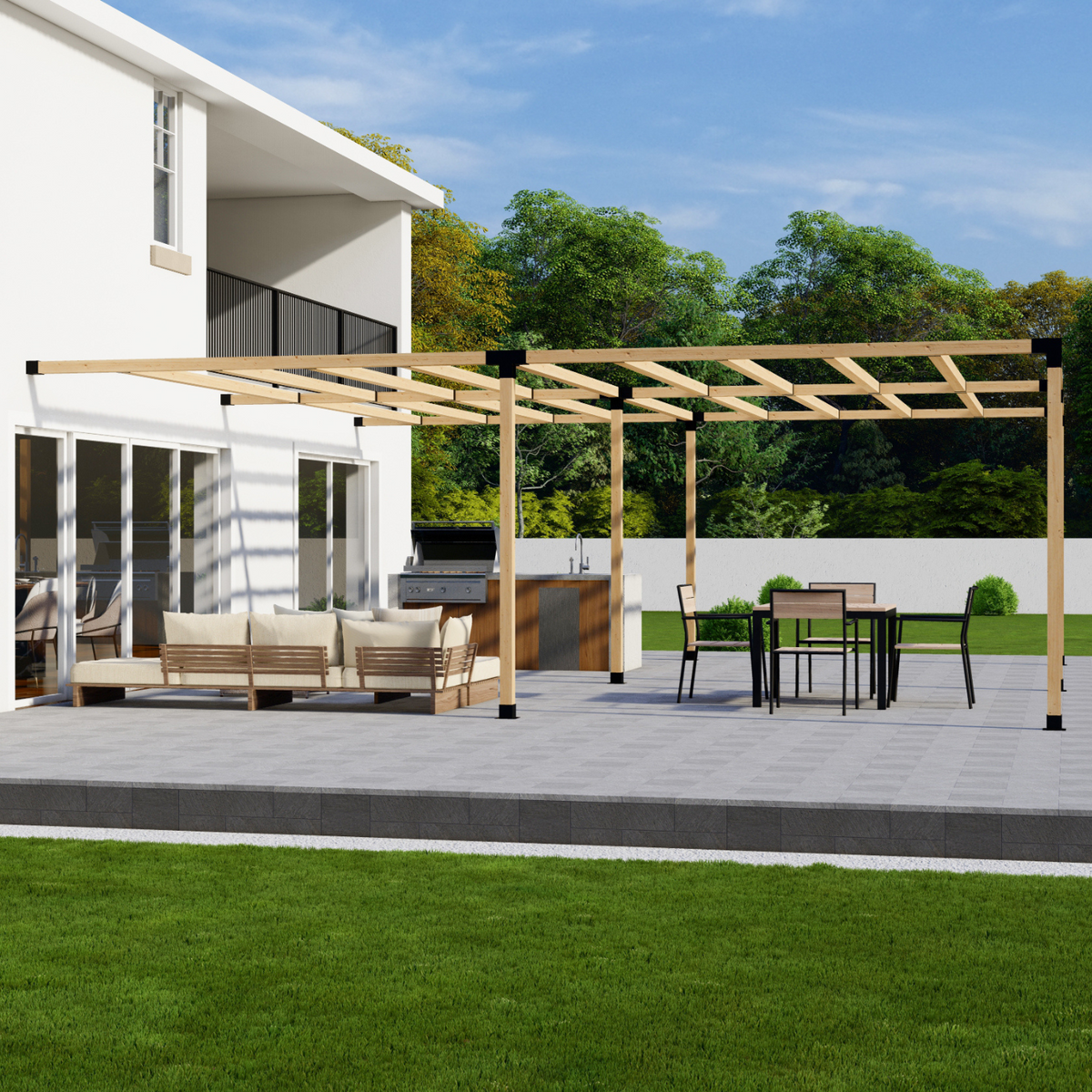 Photo inspiration: Kit For Backyard Pergola Attached To House Photo Inspiration