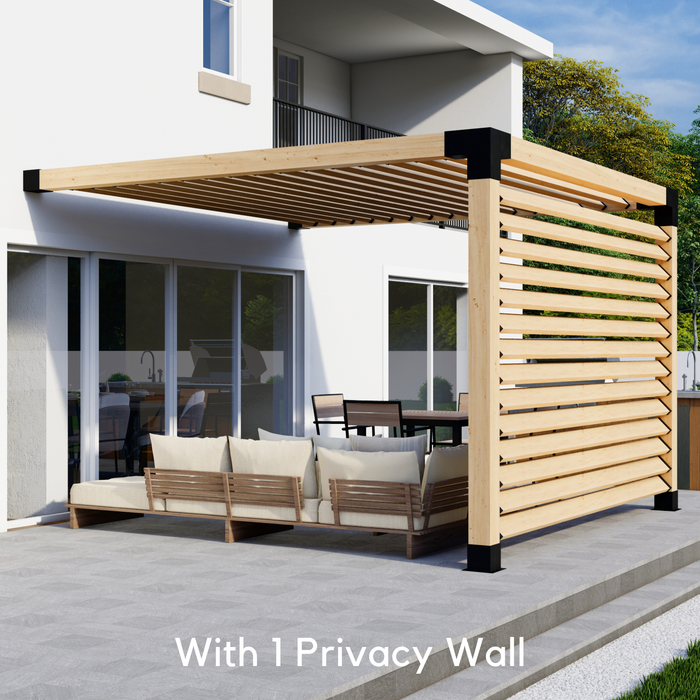 Attached Pergola Kit for 6x6 Wood Posts (Any Size Up to 12' x 12') - With Angled Roof Slats (Close Spacing)
