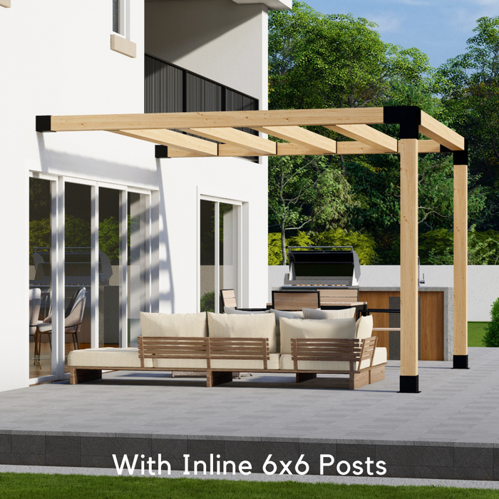 162.92 - Attached 12 x 6 pergola with medium-spaced 6x6 square roof rafters