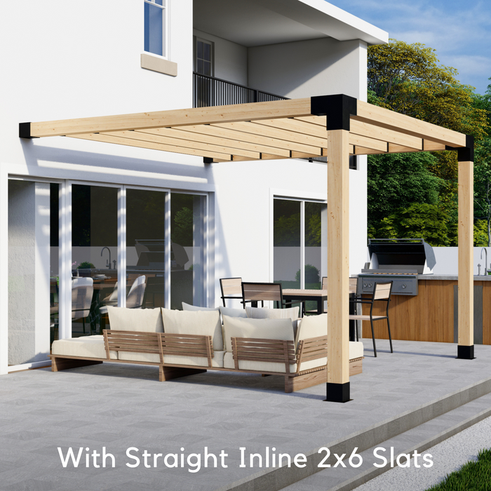 161 - Attached 12x9 pergola with medium-spaced inline 2x6 roof rafters