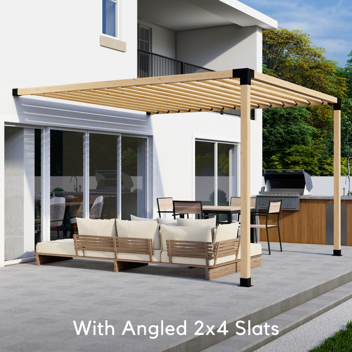 112 - Attached 11x11 pergola with medium-spaced 2x4 angled roof slats