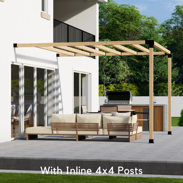 113 - Attached 7x7 pergola with medium-spaced 4x4 square roof slats
