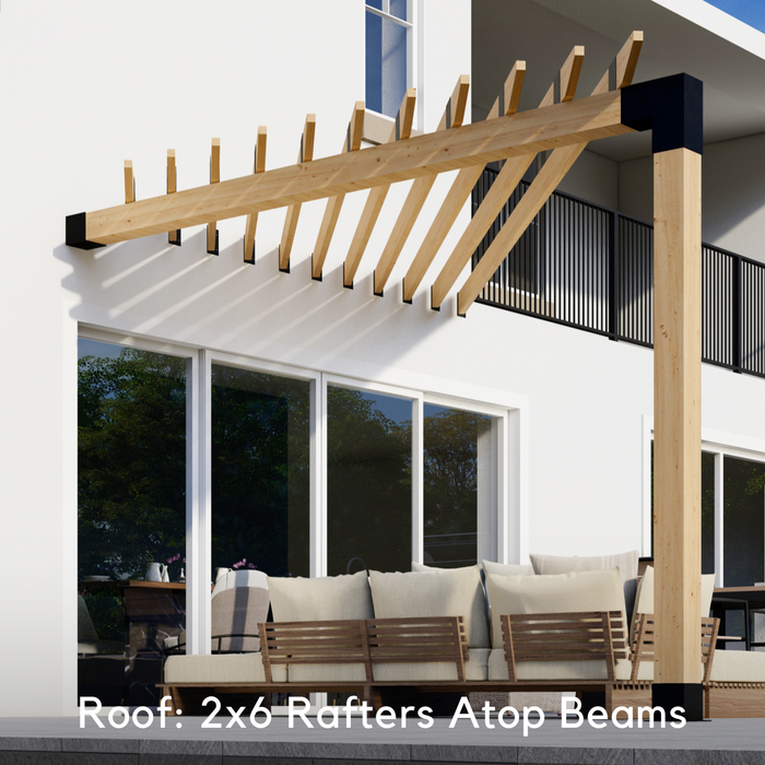 DIY Pergola Kit for an Up to 12' x 12' Triangle Pergola Attached to House (6x6 Brackets)