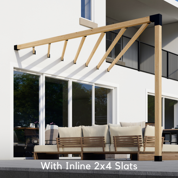 Kit for a Triangle Pergola Attached to House - Any Size Up to 12' x 12'