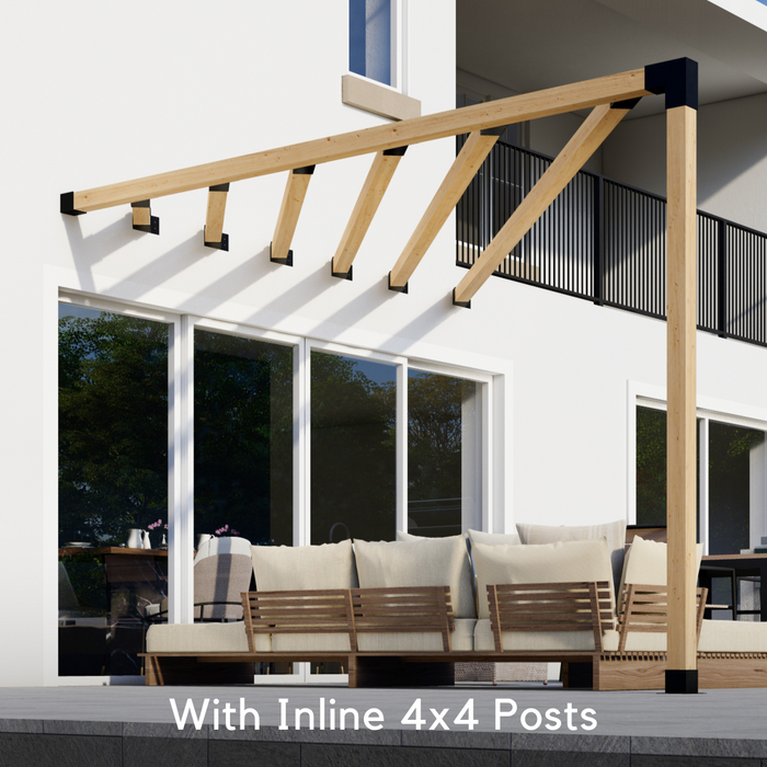 Kit for a Triangle Pergola Attached to House - Any Size Up to 12' x 12'