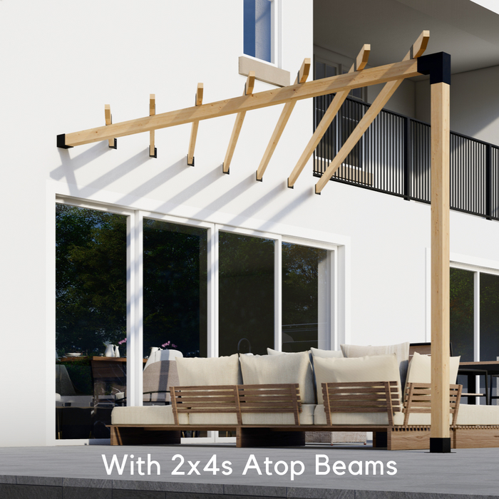 Kit for a Triangle Pergola Attached to House - Any Size Up to 12' x 12'