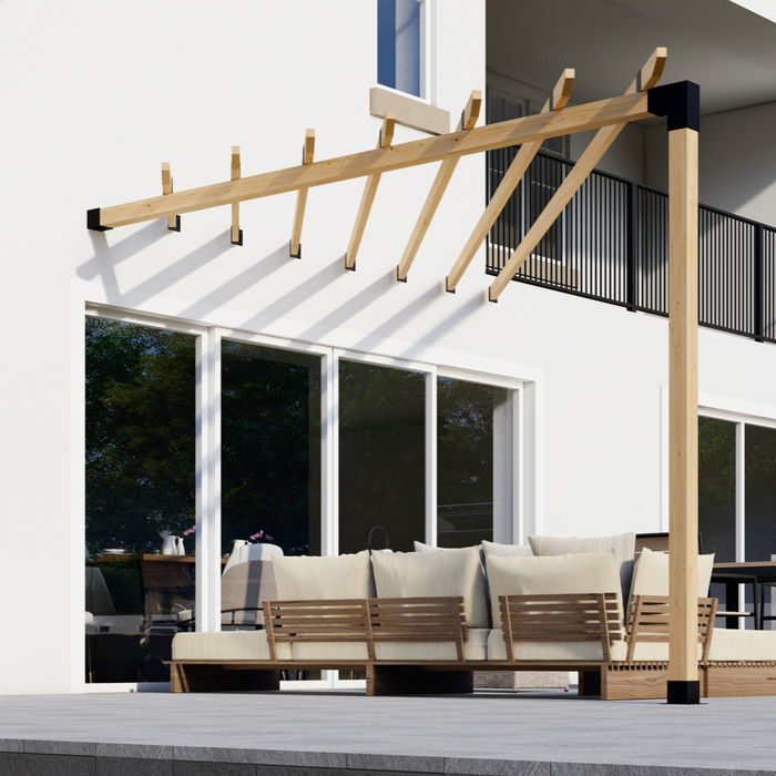 1037 - Triangle Pergola Attached to House