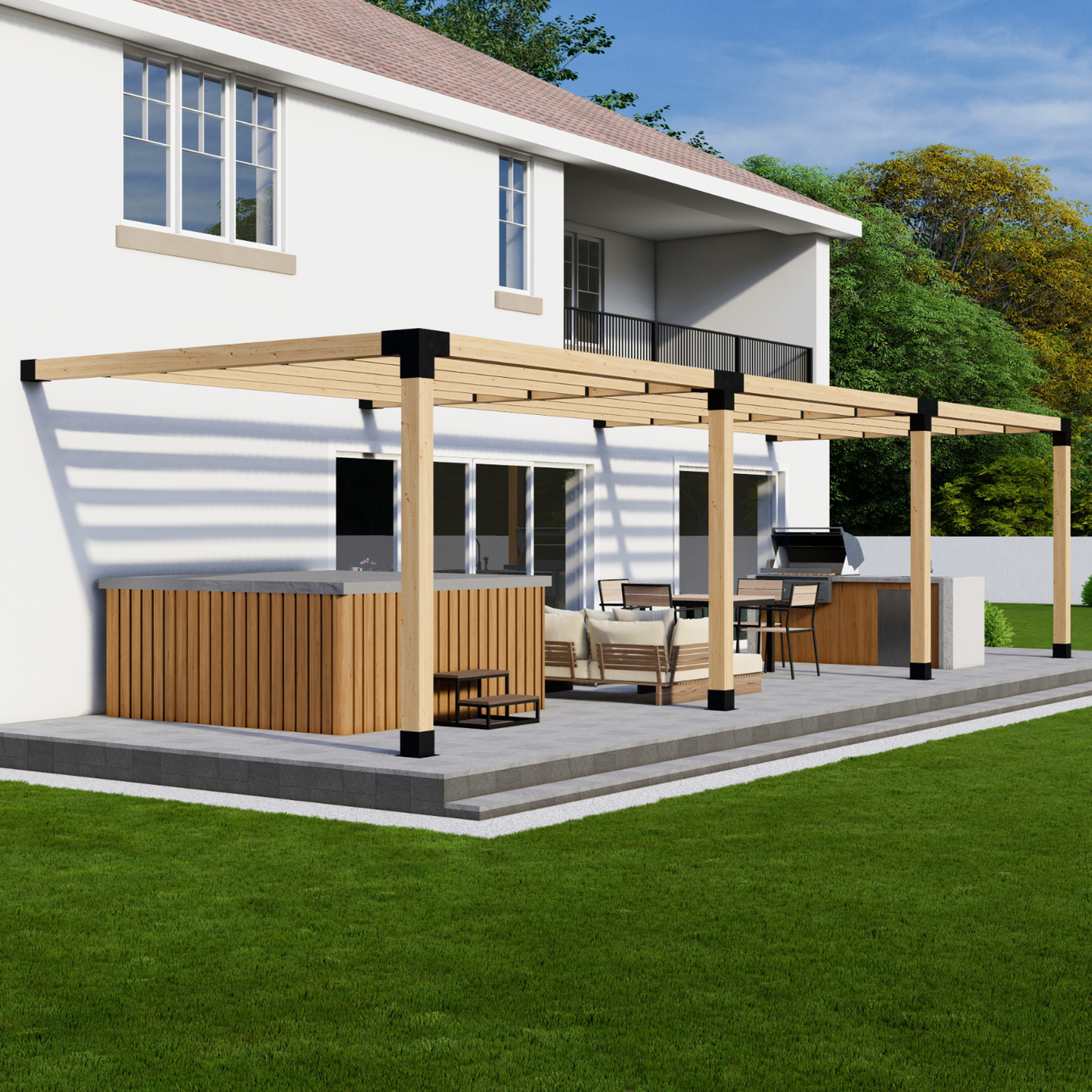 3-Block Long Narrow Pergola Kits