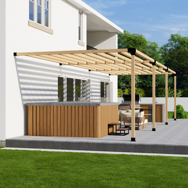 Up to 36x12 Attached Pergola with Inline 4x4 Roof Posts