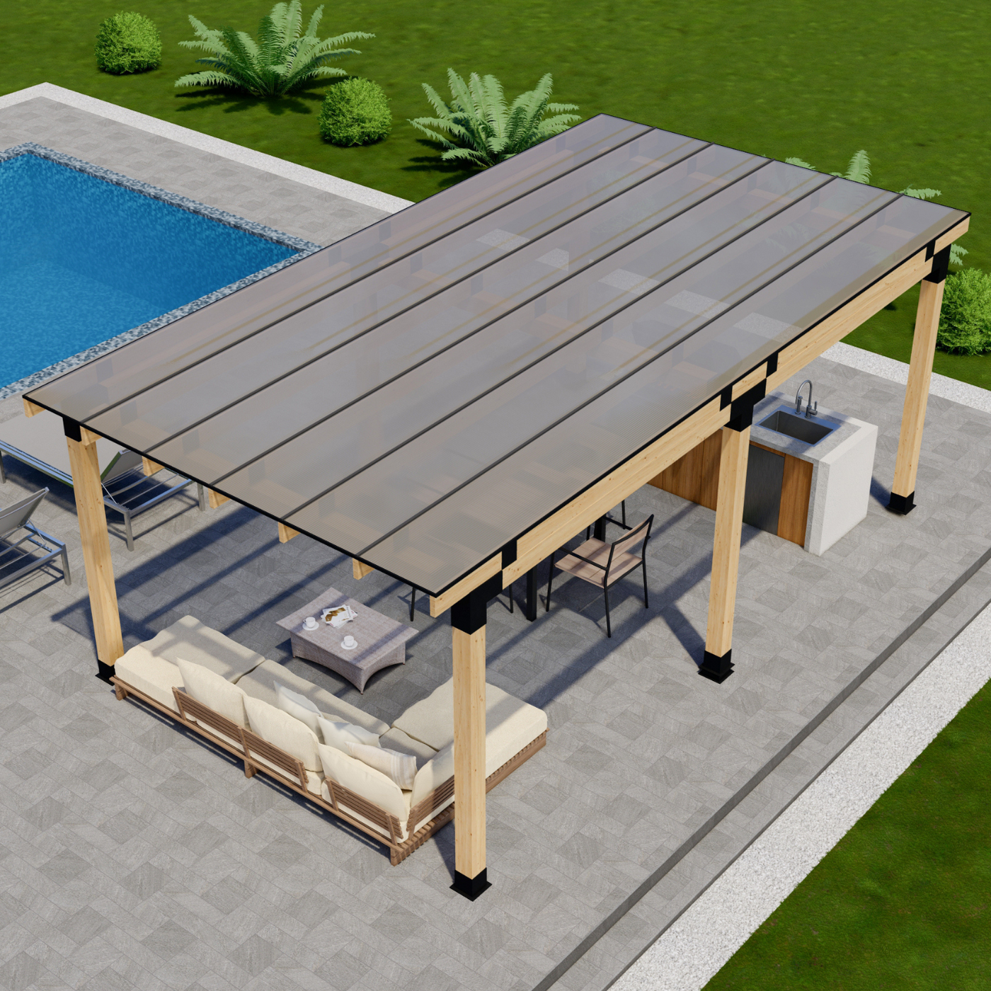 Freestanding 8x20 Pergola Kit with Roof - 20% Off Freestanding 8x20 Pergola Kit with Roof - 20% Off