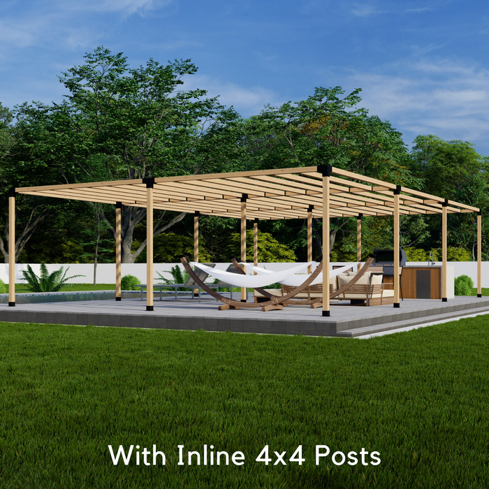 6-Section (3x2) Free-Standing Pergola Frame Kit (Any Size Up to 36' x 24') - For 4x4 Wood Posts