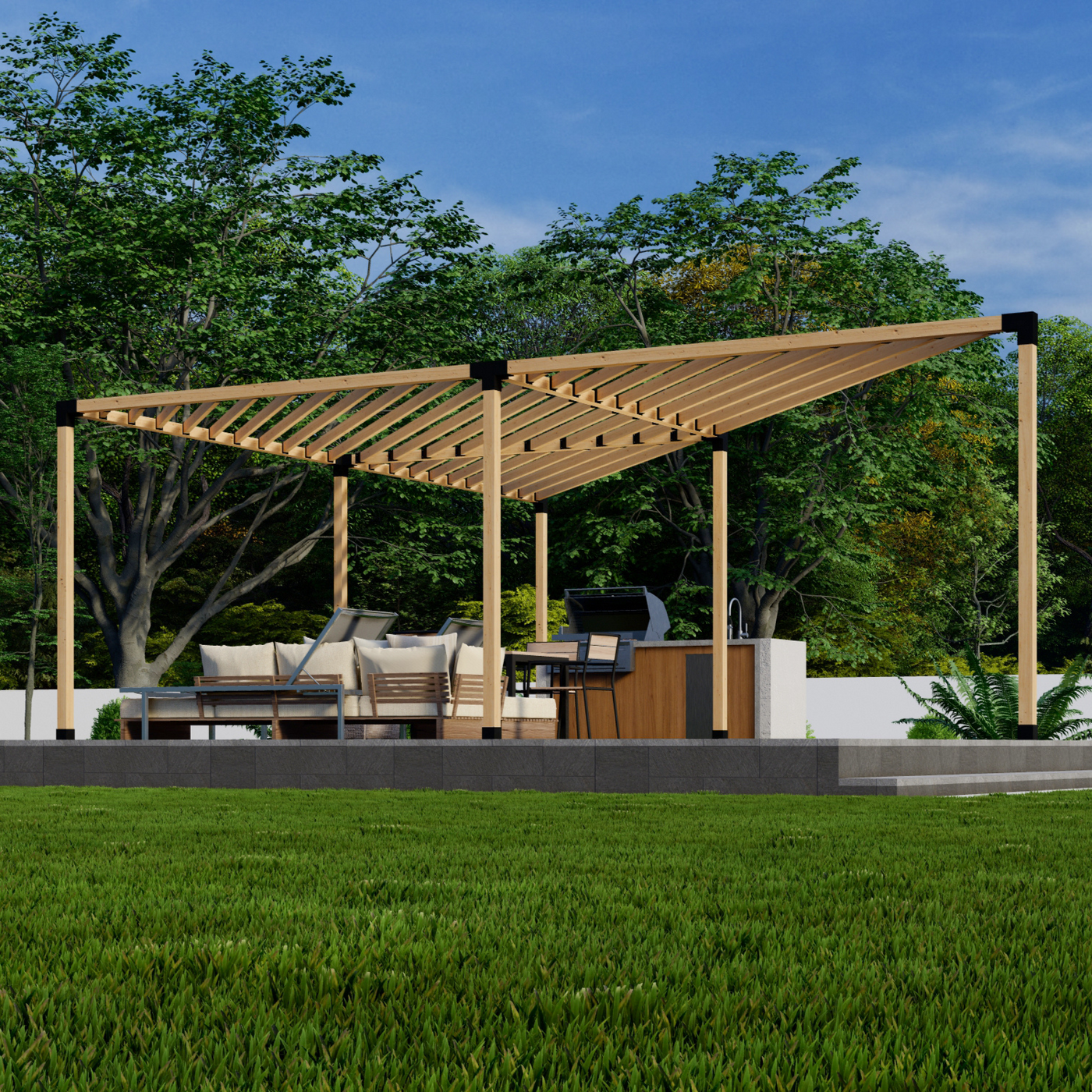 DIY Bracket Kit for Triangular Corner Pergola With Roof