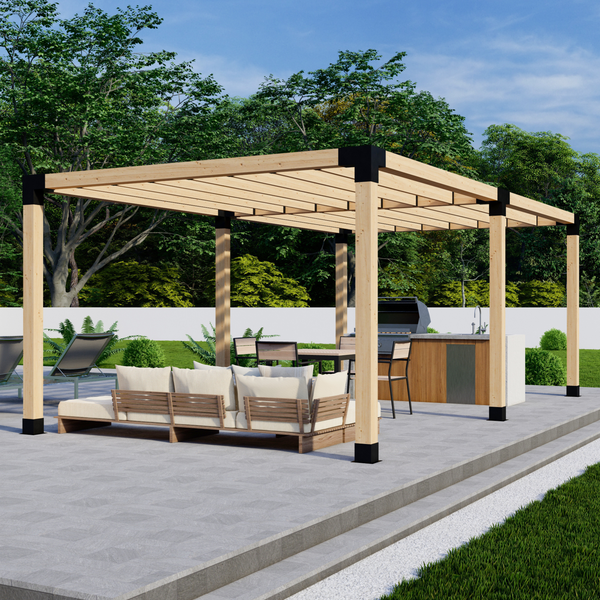 Up to 24' x 12' Free-Standing Pergola w/ Straight Inline 2x6 Roof Slats