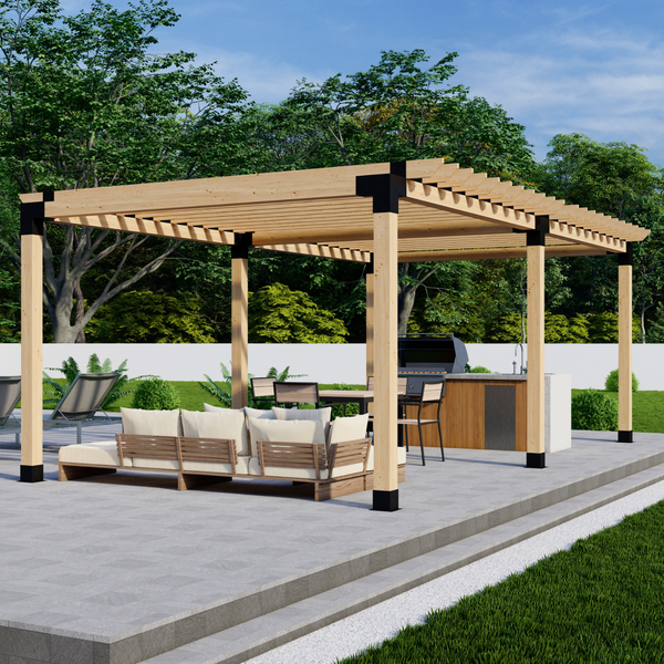 Freestanding Double Pergola Up to 24x12 with 2x6 Rafters Atop Beams