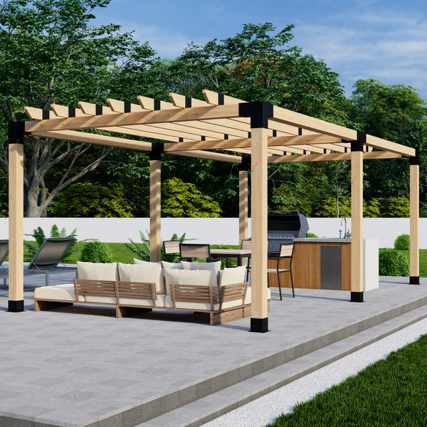 Up to 24' x 12' Free-Standing Pergola w/ 2x6 Rafters Atop Beams