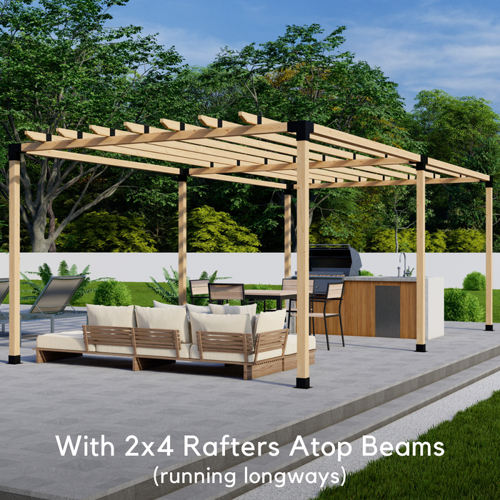 703 - Free-standing 14x12 pergola with medium-spaced traditional 2x4 roof rafters