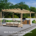 706 - Free-standing 16x12 pergola with medium-spaced traditional 2x4 roof rafters