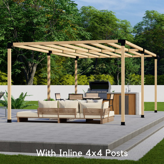 712 - Free-standing 20x12 pergola with medium-spaced square 4x4 roof rafters