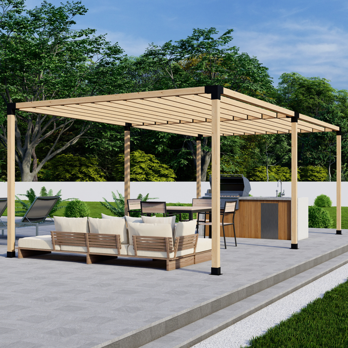 Free-Standing Pergola Kit for 4x4 Wood Posts (Any Size Up to 24' x 12') - With Inline Roof Rafters (Close Spacing)