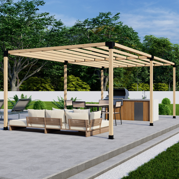 Up to 24' x 12' Free-Standing Pergola w/ Straight Inline 2x4 Roof Slats