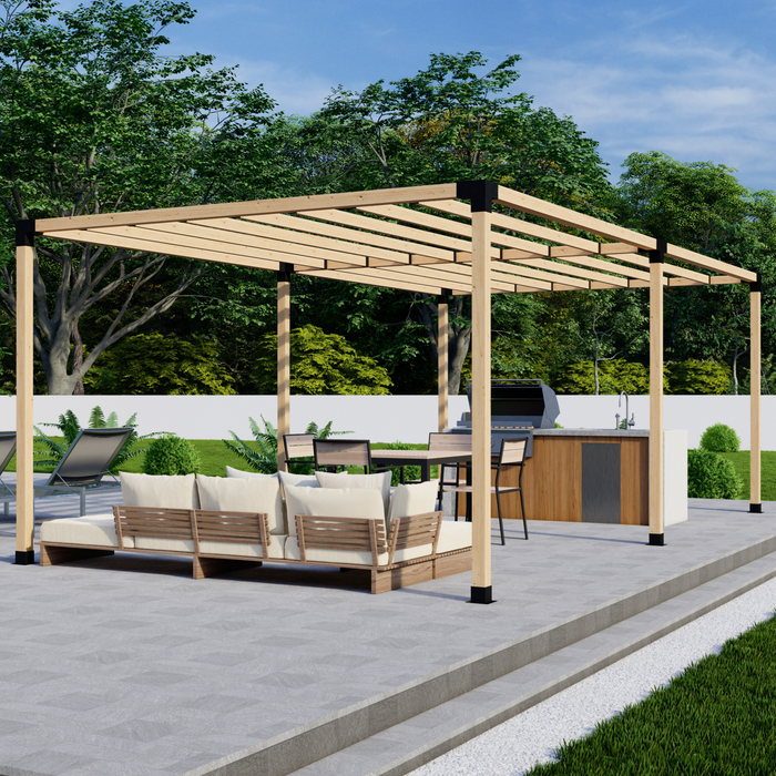 Freestanding 24x8 Pergola Kit with Roof - Kit for 4x4 Wood Posts