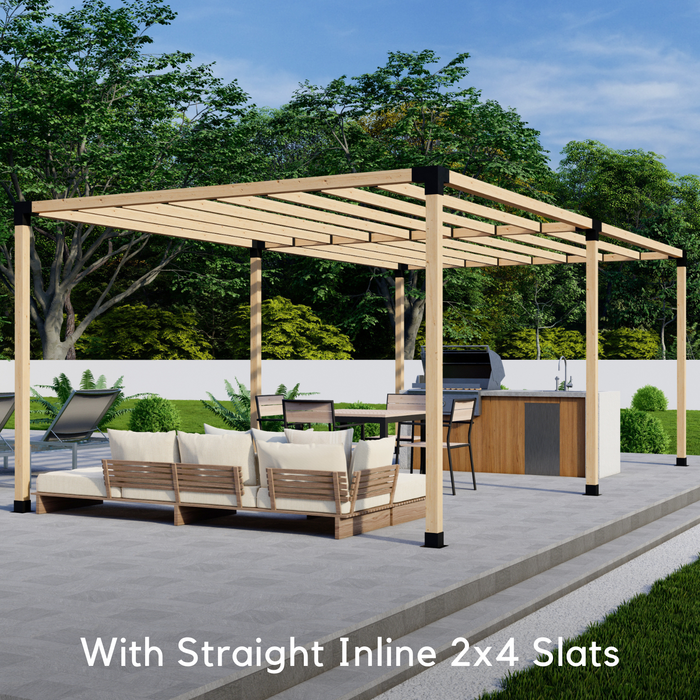 706 - Free-standing 16x12 pergola with medium-spaced inline 2x4 roof rafters