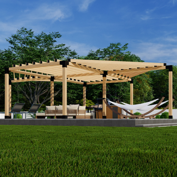 Freestanding 6-Sided Hexagon Pergola with 2x6 Rafters Atop Beams