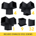 Pergola kit includes 9 base brackets, 4 3-arm brackets, 4 4-arm brackets, 1 5-arm bracket and 32 roof brackets for adding inline 6x6 roof posts
