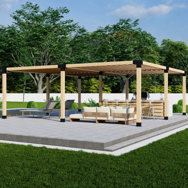 Up to 24' x 24' Free-Standing Pergola w/ Angled 2x6 Roof Slats