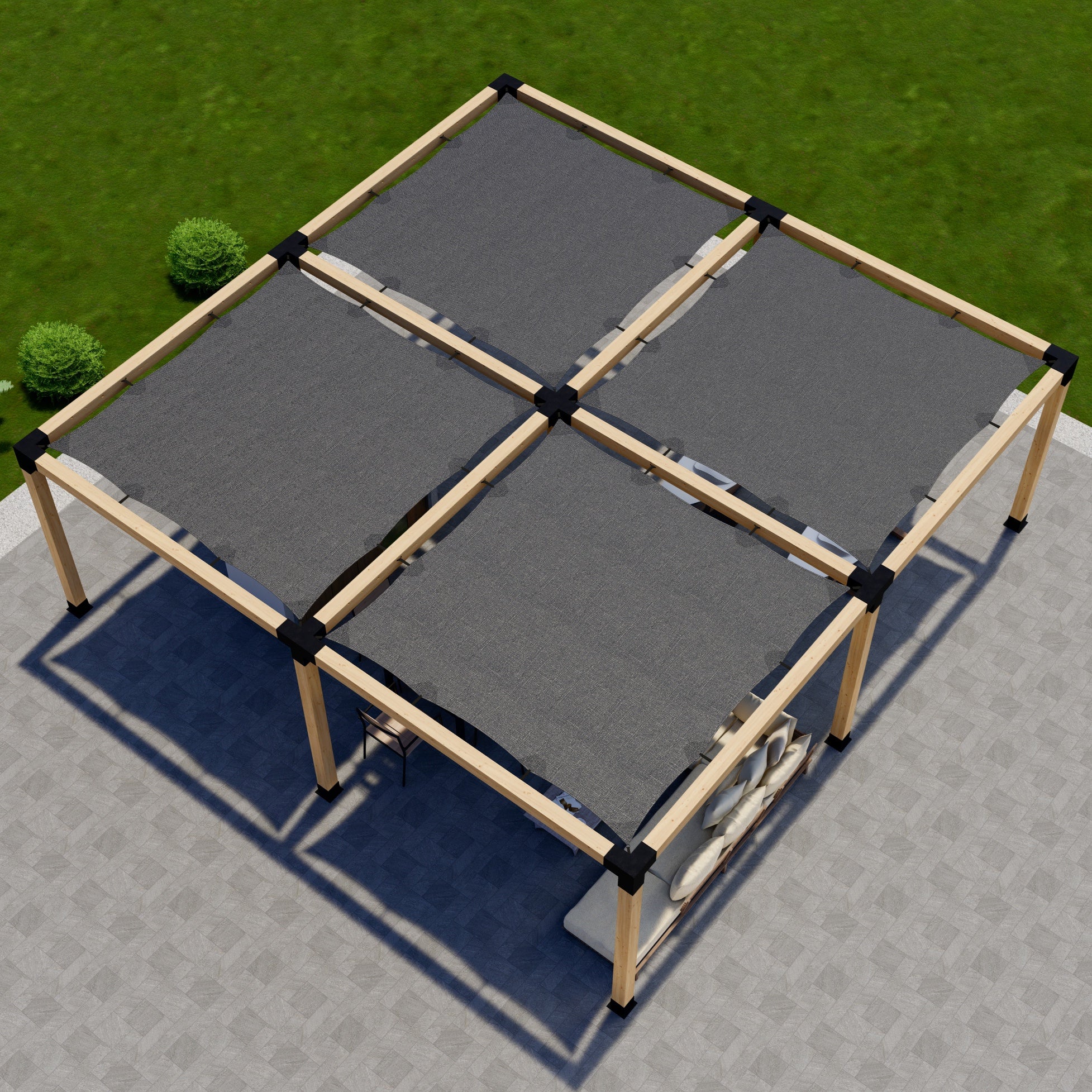 Stand-Alone 16 x 16 Pergola with Canopies - 20% Off