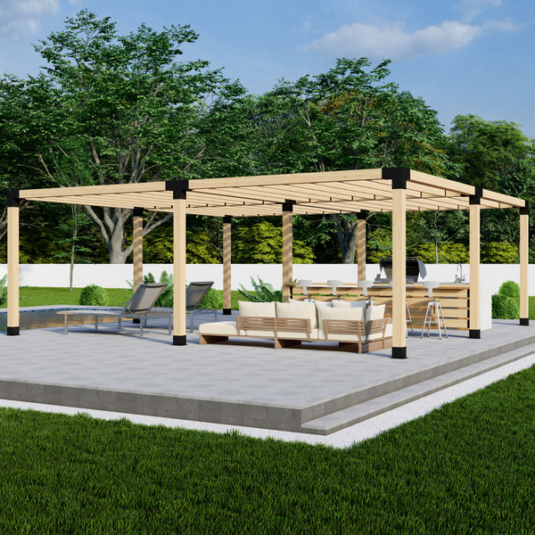 Up to 24' x 24' Free-Standing Pergola w/ Straight inline 2x6 Roof Slats