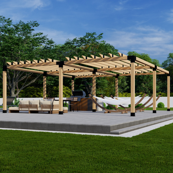 Up to 24' x 24' Free-Standing Pergola w/ 2x6 Rafters Atop Beams