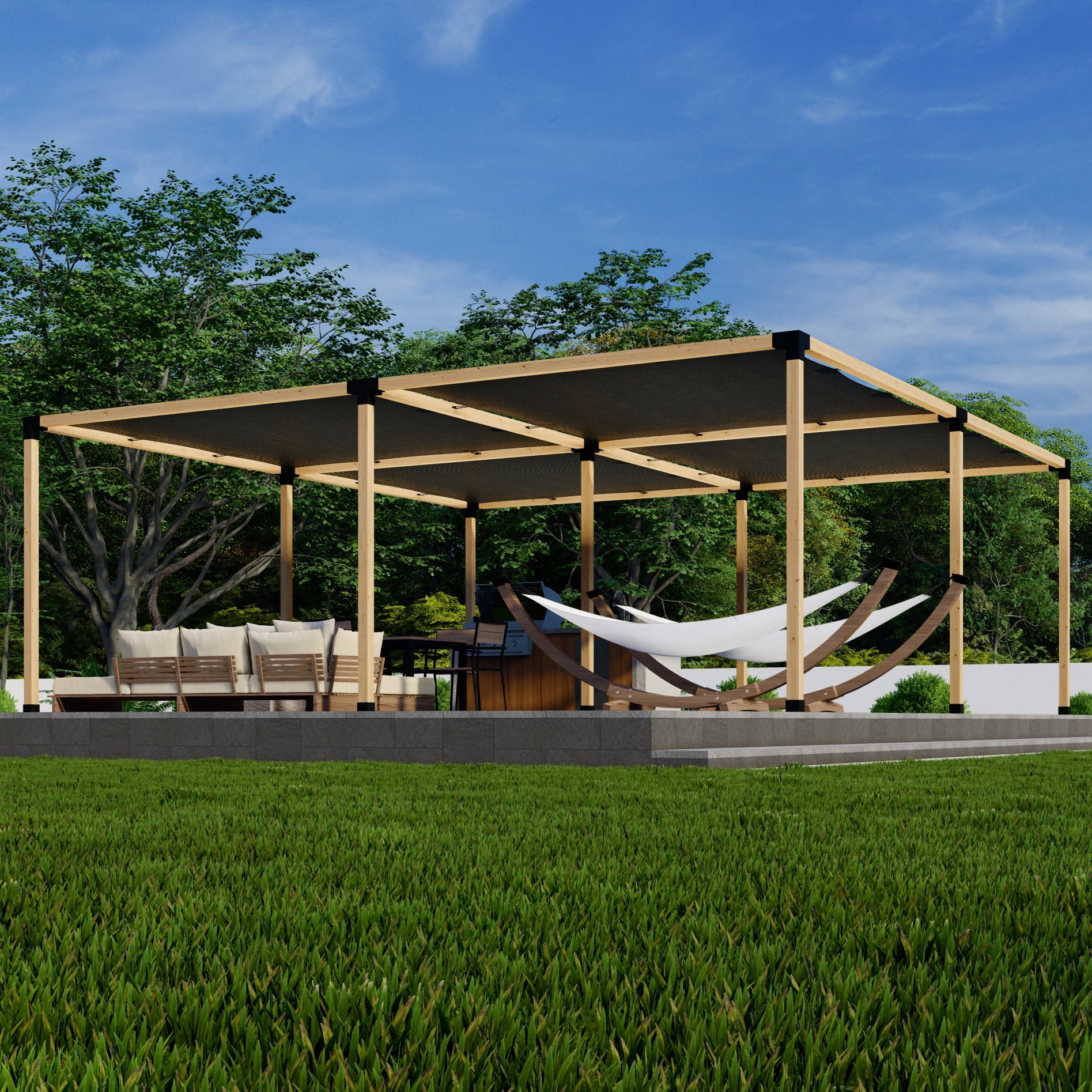 taka☆　1105040天板金網コーキング Stand-Alone 16 x 16 Pergola with Canopies - 20% Off