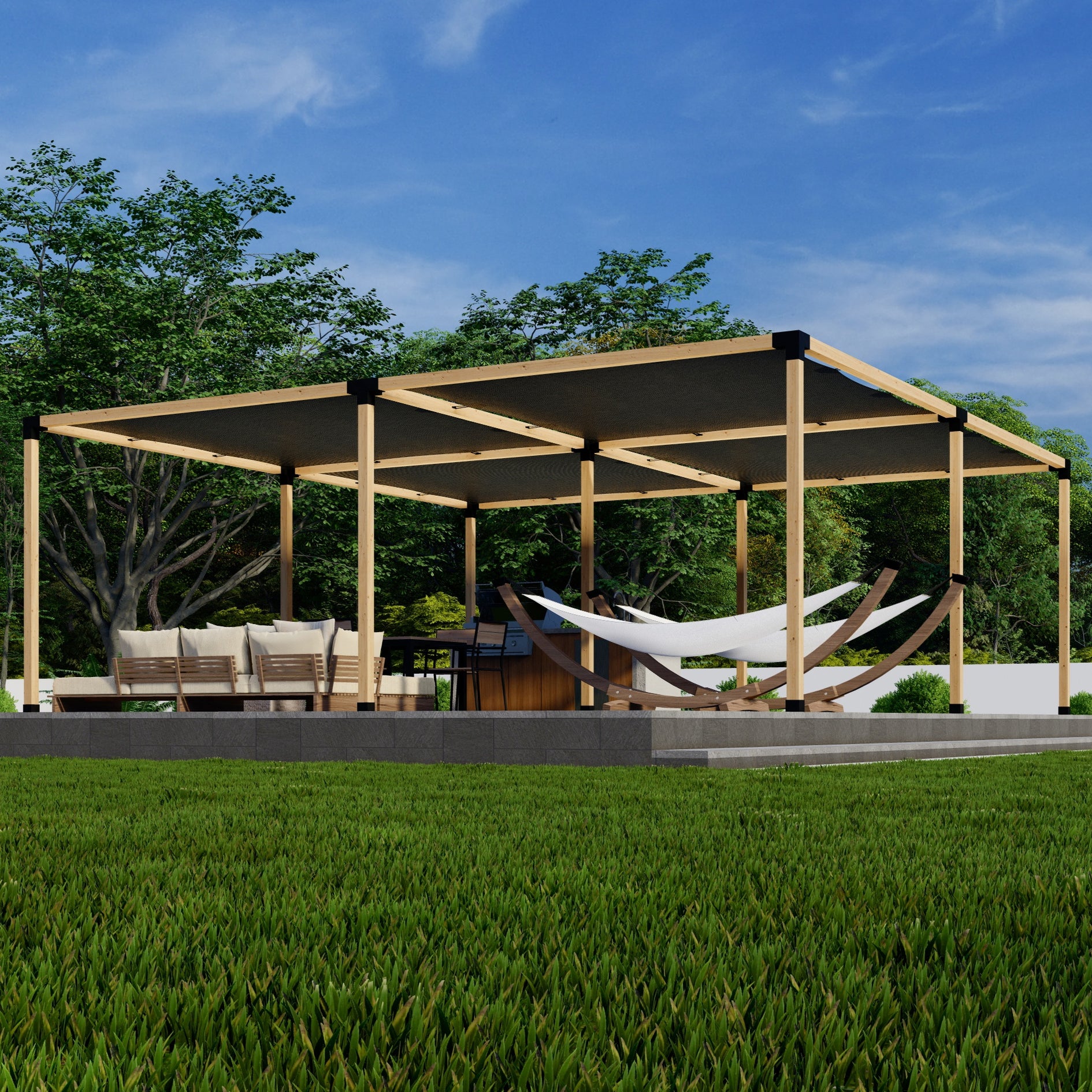Stand-Alone 16 x 16 Pergola with Canopies - 20% Off