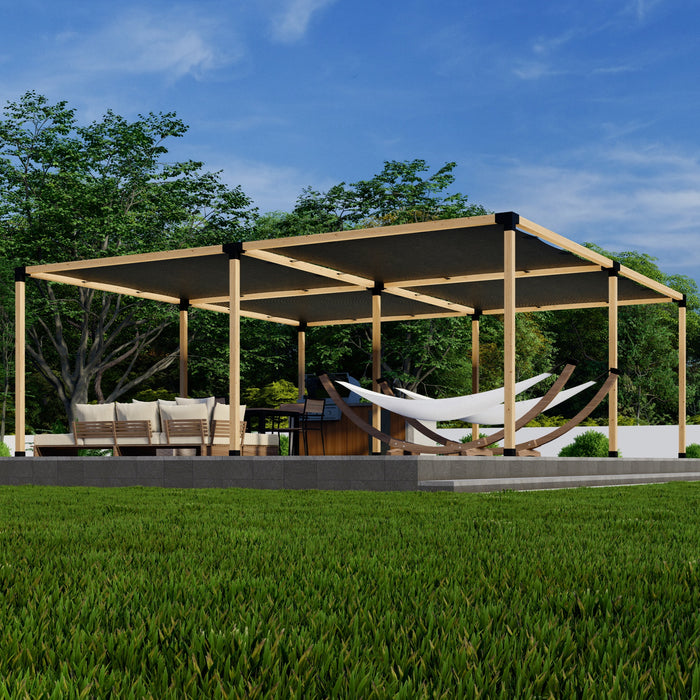Free-Standing Pergola Kit with Shade Canopies (4) - Any Size Up to 24' x 24' - For 4x4 Wood Posts