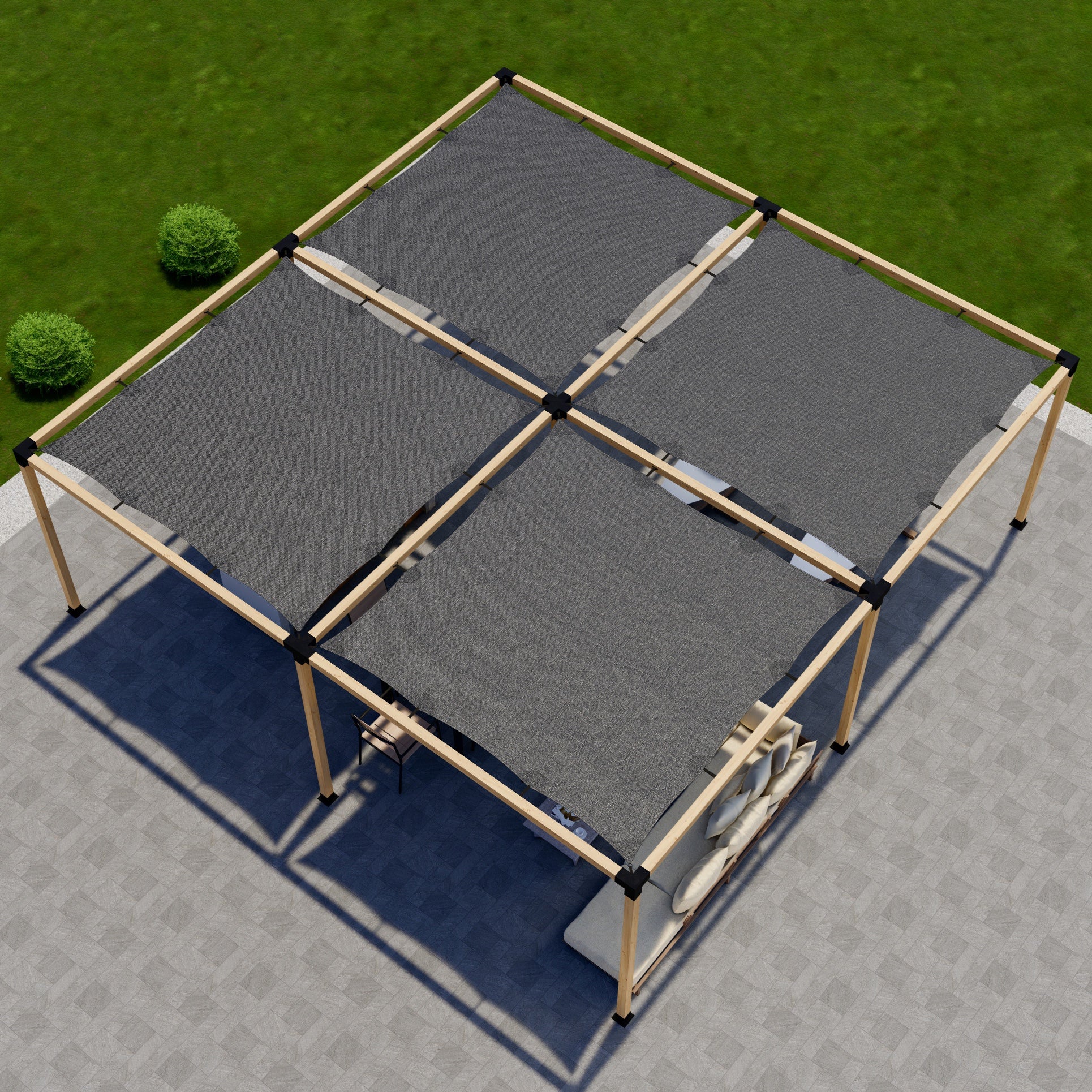Stand-Alone 16 x 16 Pergola with Canopies - 20% Off