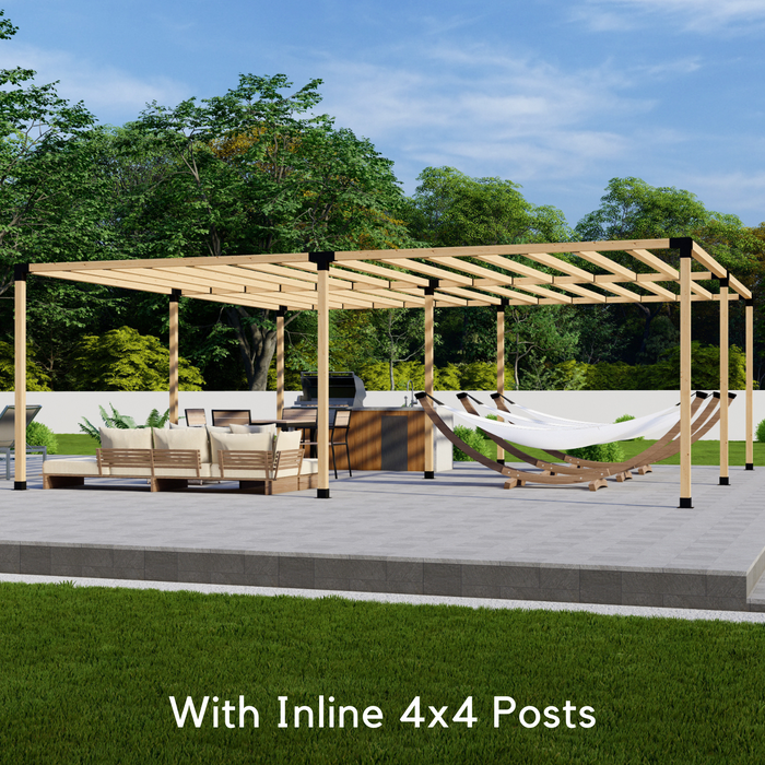 835 - Free-standing 24x22 pergola with medium-spaced square 4x4 roof rafters
