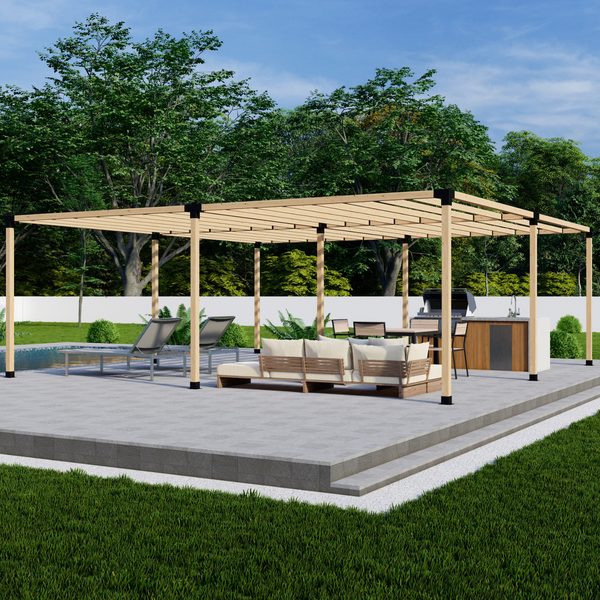 Up to 24' x 24' Free-Standing Pergola w/ Straight Inline 2x4 Roof Slats