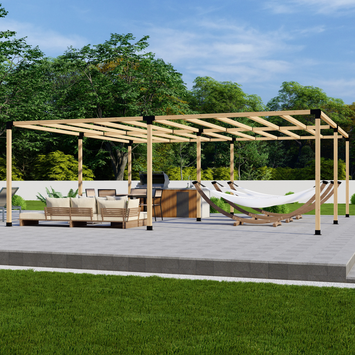 4461 - Modern Metal and Wood Pergola