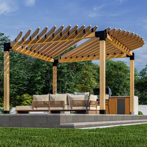 Freestanding Circle Pergola Kit for 6x6 Wood Posts - Closely-Spaced 2x6 Roof Rafters