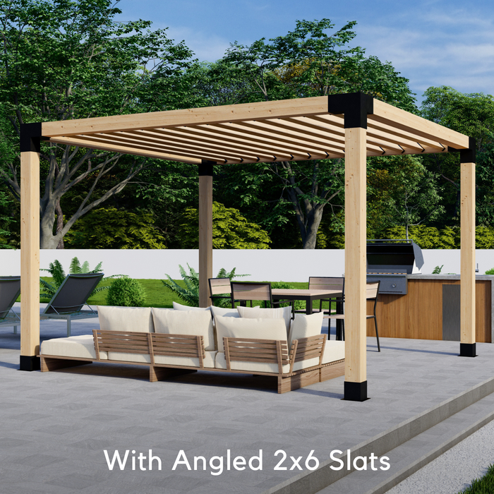 558 - Free-standing 12x10 pergola with medium-spaced 2x6 angled roof slats