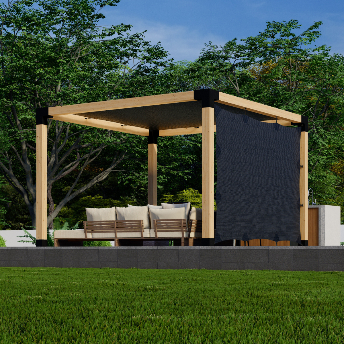 Freestanding Canvas-Covered Pergola Kit