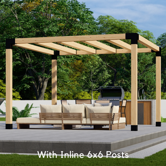 562.91 - Free-standing 6 x 12 pergola with medium-spaced square 6x6 roof rafters