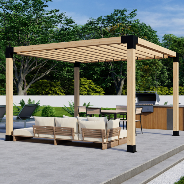 Up to 12x12 Freestanding Pergola with Straight Inline 2x6 Roof Slats