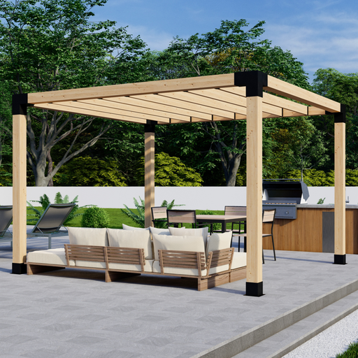 562.1 - Free-standing 9 x 9 pergola with medium-spaced straight inline 2x6 roof rafters - cover picture