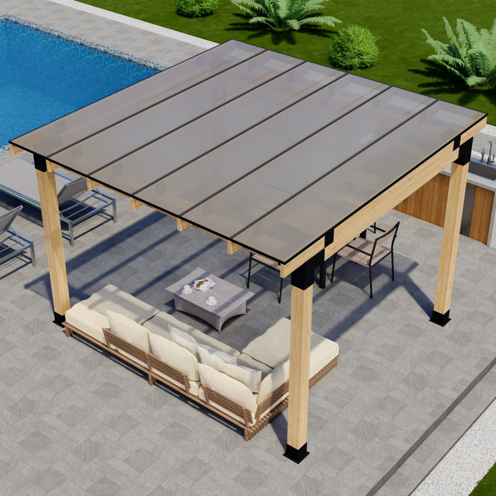 Clear-Roof Patio Cover (or White or Bronze Roof) - Any Size Up to 12' x 12'