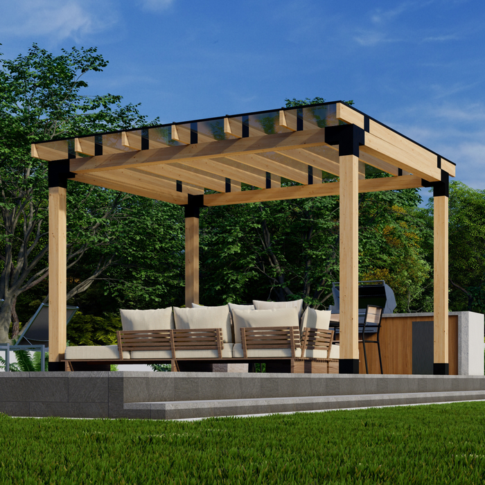 Clear-Roof Patio Cover (or White or Bronze Roof) - Any Size Up to 12' x 12'